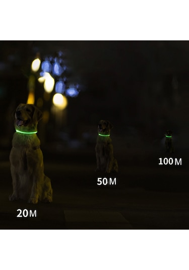 Geekyou M Boyut 35cm Mavi Usb Şarjlı Led Işıklı Köpek Kolyesi - Pvc Malzeme, 3 Işık Modu, Su Geçirmez, Gece Yürüyüşü Güvenliği