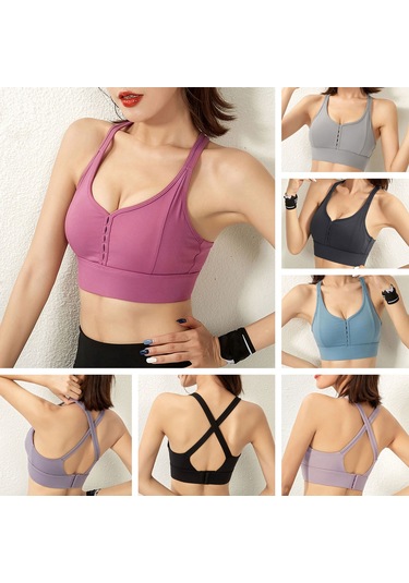 Reedark Hızlı Kuruyan Nefes Alabilen Spor Sütyeni - Çapraz Askılı, Çıkarılabilir Pedli, Asya Bedeni L Mor