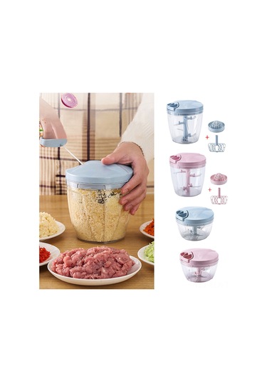 Xindoker Ev Kullanıma Manüel Multifonksiyonlu Gıda İşleyici - Minced Et, Sarımsak, Sebze Dilimleyici - Mavi Küçük Boy Diğer