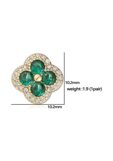 Flybuy Hecheng 18k Altın Kaplama Cz Taş Çiçek Küpe, Romantik Kadın Küpe, Gold Rose Red, 1.50 Cm-gümüş Gümüş