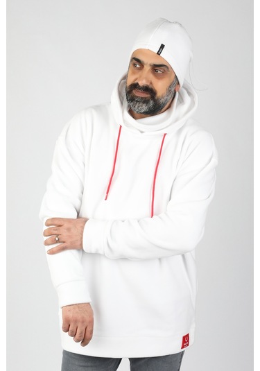 Unisex Kapüşonlu Polar  Beyaz