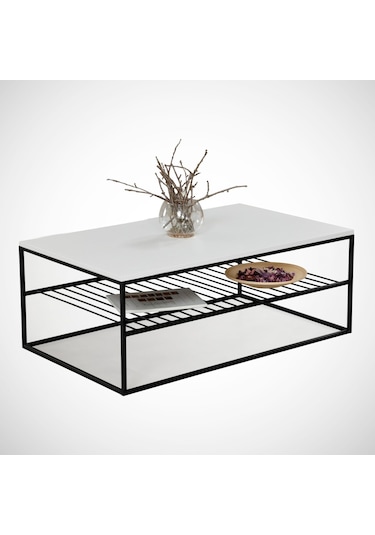 Etna Beyaz Orta Sehpa Metal & Orta Masa / Metal Ayaklı Sehpa