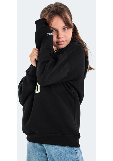 Slazenger DO IN Çocuk Kapüşonlu Siyah Sweatshirt