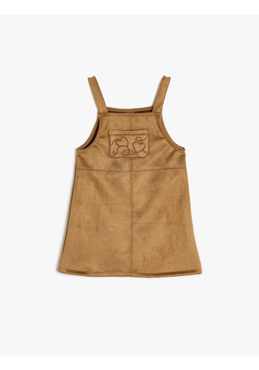 Koton Nakış Detaylı Suni Süet Jile Elbise Deve Tüyü 5wmg80028ak Taba