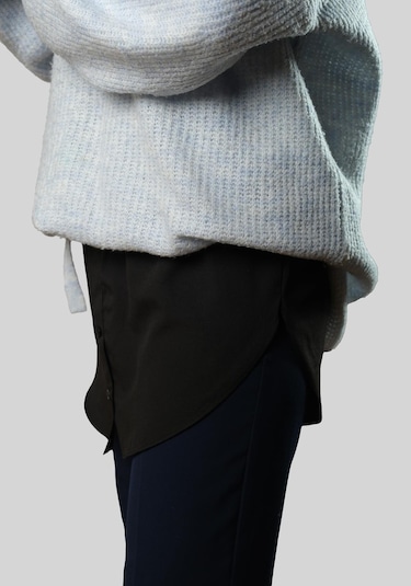 Siyah Gömlek Etek İçlik Terikoton Düz 1021 01 Siyah