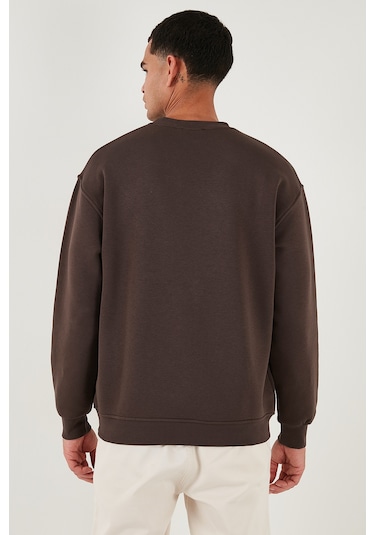 Buratti Regular Fit Bisiklet Yaka Şardonlu 2'Li Paket Erkek Sweat 5905255S2 Koyu Kahve-Koyu Kahve