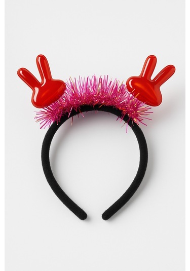 Kpop Kore Style Çocuk Kırmızı El Figürlü Pembe Simli Saç Bandı Yılbaşı Yeni Yıl Parti Tacı Işıltılı