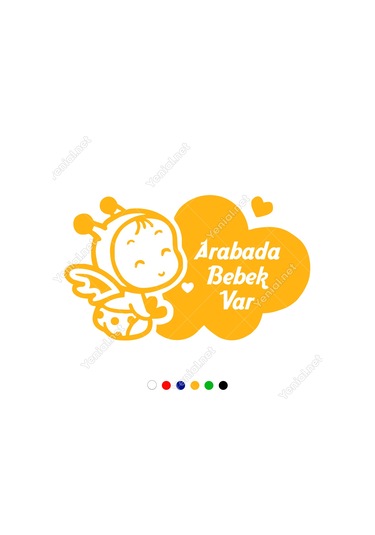 Arabada Bebek Var Yazısı Ve Melek Stickeri Yapıştırması (406983887)