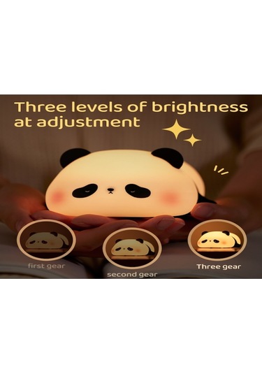 Yifomall Panda Silikon Gece Lambası Çocuk Odası Işıldak Usb Usb Uyku Yardımcı Dekoratif Alet Çok Renkli