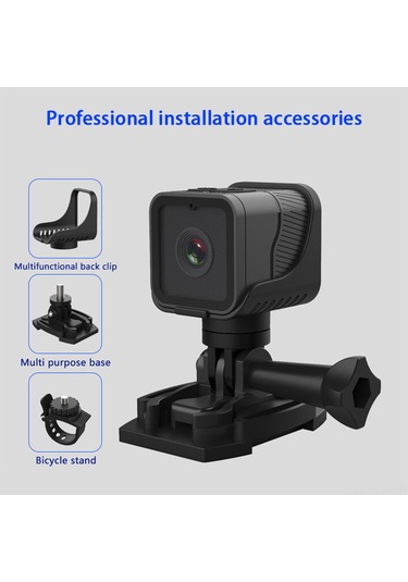 Ranyeek Siyah 1080p Dış Mekan Bisiklet Kamera - Wifi İle Akış, Su Geçirmez, Döngü Kaydı, 900mah Batarya Siyah