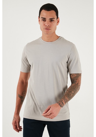 Buratti Pamuklu Regular Fit Bisiklet Yaka Erkek T Shirt 59020204 Kül