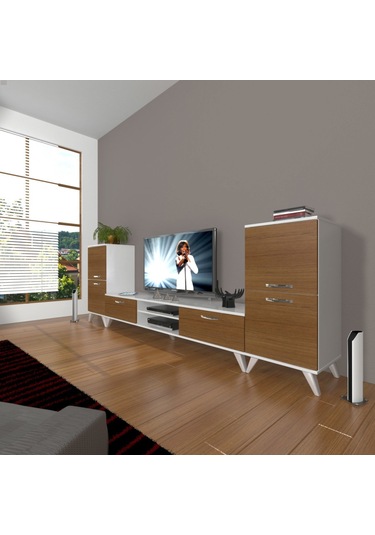 Decoraktiv Eko On2 Slm Dvd Retro Tv Ünitesi Tv Sehpası Beyaz - Ceviz