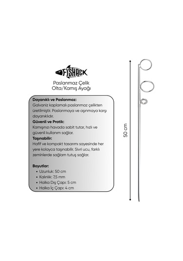 Olta Kamış Ayağı - Paslanmaz Çelik - Fishack - Galvaniz Kaplamalı