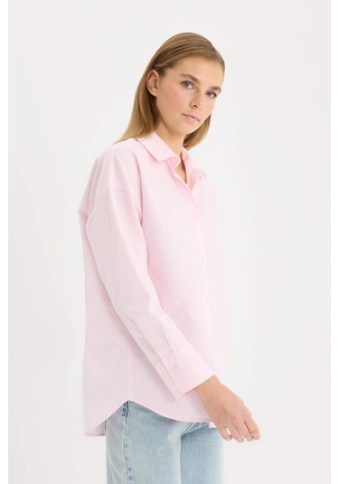 DeFacto Oversize Geniş Kalıp Basic Düz Oxford Uzun Kollu Gömlek C4597AX25SPPN633
