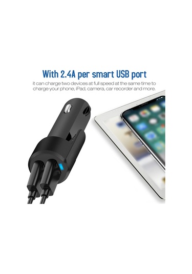 Gajeena Çift Usb Hızlı Şarj Cihazı İle Araç İçin Akıllı 3 Ü 1 Arada Şarj Aleti