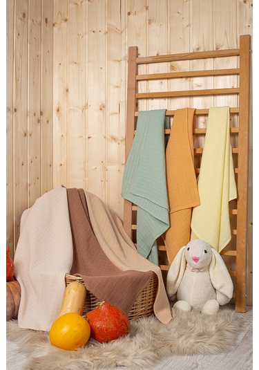 Unisex Renkli Pamuk 6lı Çok Amaçlı Müslin Bez Kahverengi