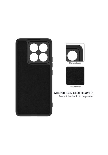Xiaomi 14t İçin Düz Renk Sıvı Silikon Damlamaz Tam Kapsama Telefon Kılıfı Siyah