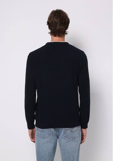 Colins Regular Fit Yuvarlak Yaka Jakarlı Erkek Lacivert Kazak Cl1076734 Q1.v2 Nav Lacivert