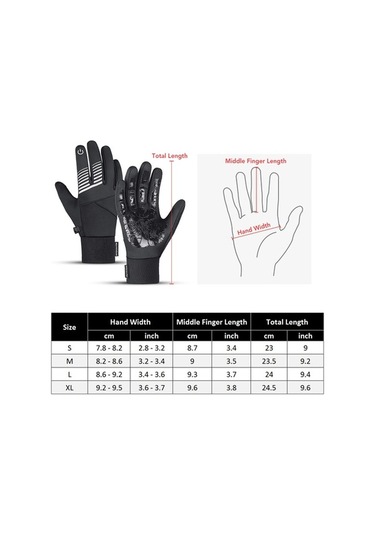 Pazly Rüzgar Geçirmez Kışlık Bisiklet Eldiveni, Sıcak Dokunmatik Ekranlı Eldivenler