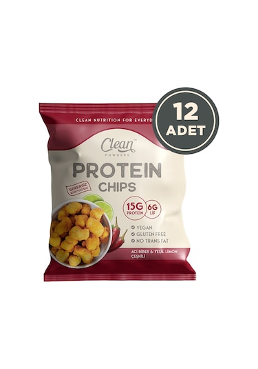 Clean Powders Protein Chips 50 Gr Acı Biber Yeşil Limon 12 Adet Acı Biber - Yeşil Limon