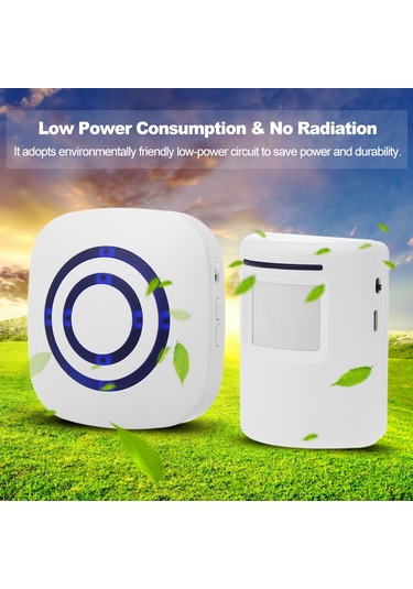 Samdoo Beyaz Akıllı Pır Sensörlü Zili - 1 Alıcı + 2 Sensör, 70m Menzil, 38 Müzik Seçeneği, 110v-240v Avrupa Standartı Pil Dahil Değil Beyaz