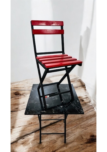 Modern Balkon Bahçe Mutfak Bistro Set Katlanır Masa-sandalye Kırmızı
