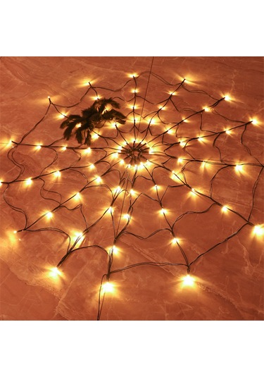 Kosona Halloween Dekorasyon Işıklı Örümcek Ağı 1m 70 Led Isı Beyaz 8 Flaş Modu Uzaktan Kumandalı Pilli Işık Diğer