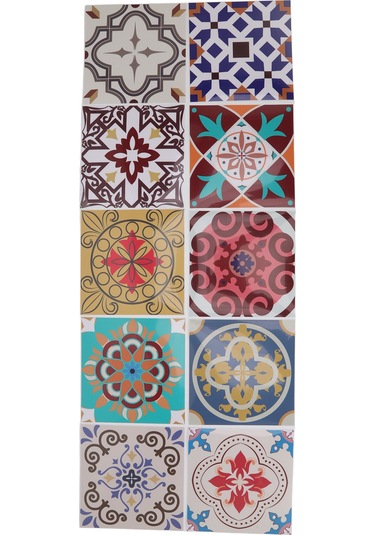 Hangfox 10 Adet 15x15cm Pvc Mutfak Banyo Merdiven Stickerları - Suya Dayanıklı, Kolay Kurulum, Moroccan Desenli Duvar Ve Zemin Kaplama Rastgele Desen Diğer