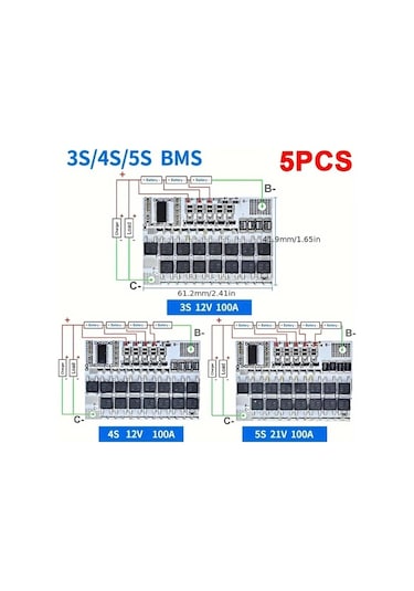 Motion003 5 Adet 5s 21v 100a Lı-ıon Lmo Bms Li-polymer Lityum Pil Koruma Devresi Asiri Sarj Sicaklik Sensoru
