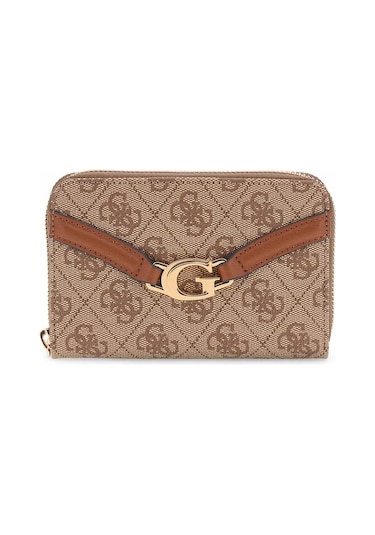 Kadın Access Logolu Fermuarlı Cüzdan - Kahverengi Kahverengi