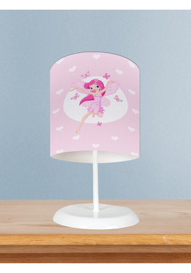 Mekta Home Bebek Ve Çocuk Odası Uçan Peri Kızı Ve Kalp Desenli Abajur