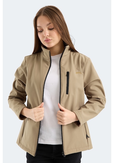 Slazenger Hıp Style Kadın Dik Yaka Fermuarlı Bej Mont & Kaban Bej