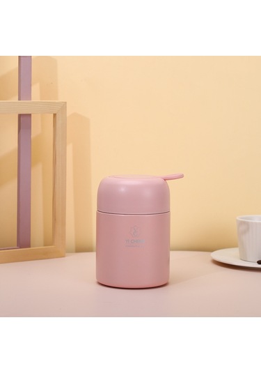 Tuomeng 316 Paslanmaz Çelik İns Tarzı Öğrenci Güveç Kabı Taşınabilir Termos Kova Pembe