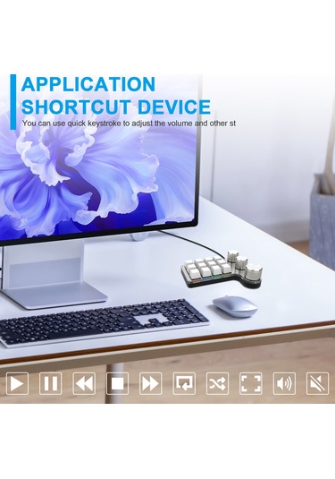 Maiyame Tek Elle Kullanılabilen Mekanik Klavye: Zoom, Şarkı Geçişi Ve Ses Kontrolü İçin 3 Düğme, Taşınabilir Ve Kurulum Gerektirmeyen Tasarım.