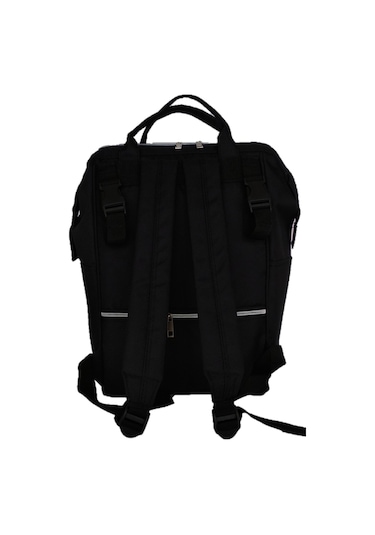 U.S.F Lüx Fonksiyonel Anne Bebek Bakım Sırt Çantası Kuş Desenli Düz Siyah