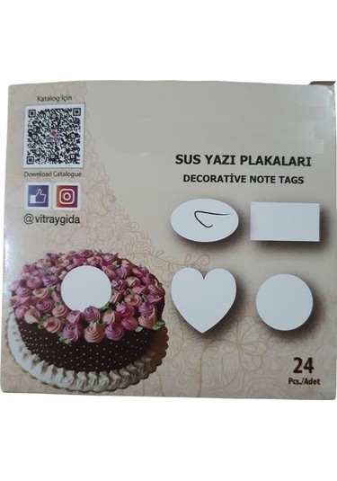 Gofret Pasta Üstü Yazı Plakası Oval Pk:24 Lü Beyaz