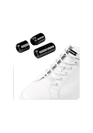 Vidalı Siyah Renk 5 Çift Ayakkabı Bağcık Ucu Siyah