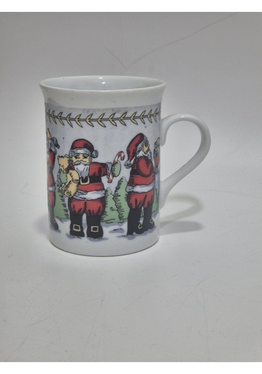 Vintage Noel Baba Figürlü Porselen Kupa 10cm Çok Renkli