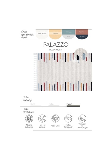 Cool Halı Palazzo Yumuşak Bukle Tezgah Önü Leke Tutmaz Kabartmalı İskandinav Renkli Mutfak Halısı