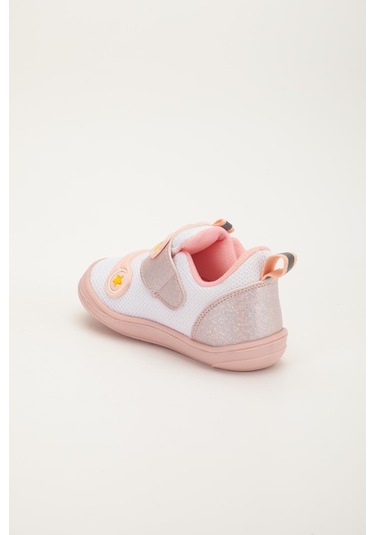 Şirinbebe Ortopedik Kız Bebek İlkadım Ayakkabı Beyaz Cırtlı Anorak-4054 Beyaz