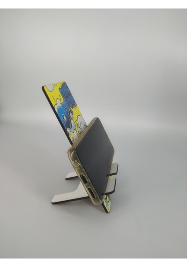 Ahşap Telefon Tutucu Masaüstü Cep Telefonu Standı - Chainsaw Man Denji Makima Hızlı Şarj Çok Renkli