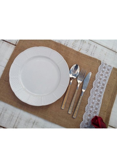 Jüt Dantelli Servis Beyaz