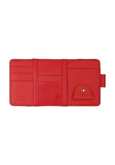 Topnotch Kırmızı Araç Güneşlik Kartlığı, Kimlik Ve Fişler İçin Pratik Çok Bölmeli Dosya Çantası