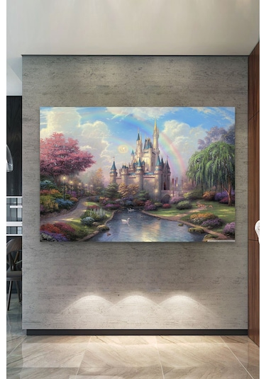 Gökkuşağı Masal Yaşam Dekoratif Kanvas Tablo 30 x 20