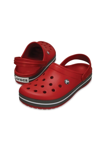 Crocs Kırmızı Unisex Crocband Kenarı Siyah Çizgili Terlik Kırmızı
