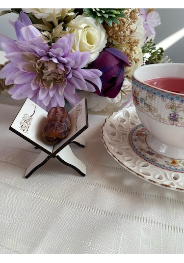 Hurmalık 6'lı Beyaz Ahşap Özel Kutulu Hurma Tabağı