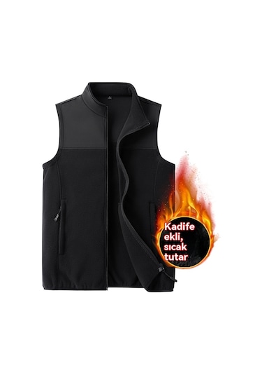 Yelek Erkekler Sonbahar Kış Sıcak Polar Yelek Yeşil