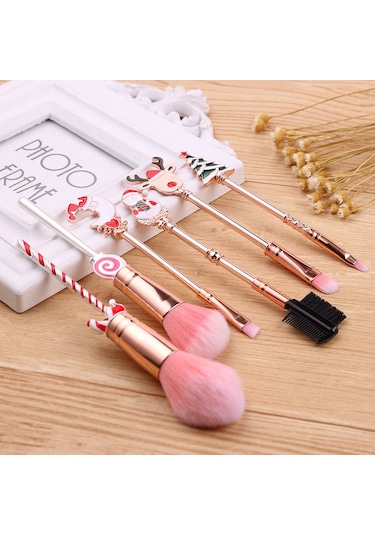 Teltree Noel Temalı Yüksek Kaliteli Makyaj Fırçası Seti - Fondöten, Allık, Göz Farı Ve Dudak Fırçaları İçeren Pratik Çantalı Set