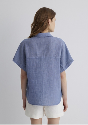 Mavi - Dokulu Mavi Gömlek 1210758-89861 Mavi