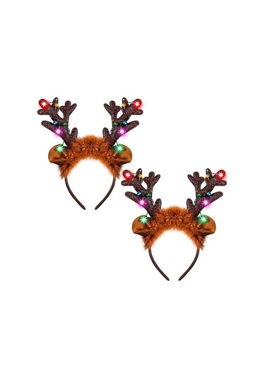 Işıklı Noel Baba Kafa Bandı - Yetişkinler Ve Çocuklar İçin Sevimli Ren Geyiği Kafa Bandı - Noel Partisi Hediyeleri - Noel Aksesuarları